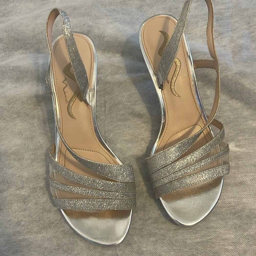 Nina Silver kitten heel sandal